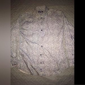 Jared Lane XL long sleeve dress shirt, floral print dark blue